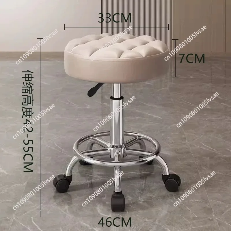 Barber Nail Salon Chair Swivel Wheels Rotating Salon Hair Stylist Barbershop Equipment Furniture Professional Rolling Silla - view 3