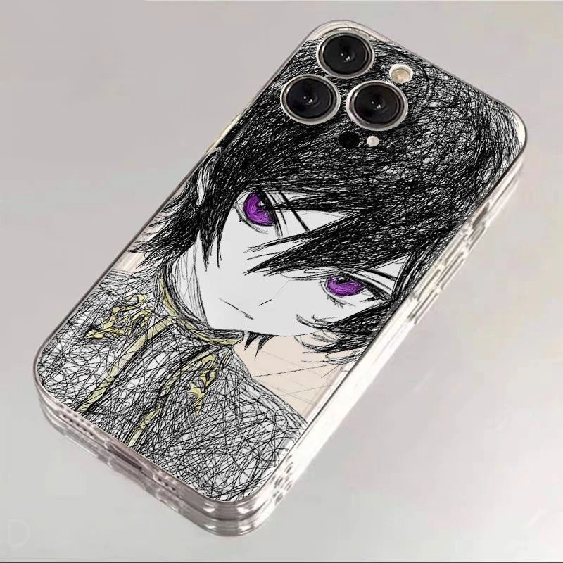 Funda suave transparente de lujo con diseño de Code Geass para iPhone 17 17Air 16 15 13 12 11 14 Pro Max XS XR 7 8 16 Plus 2