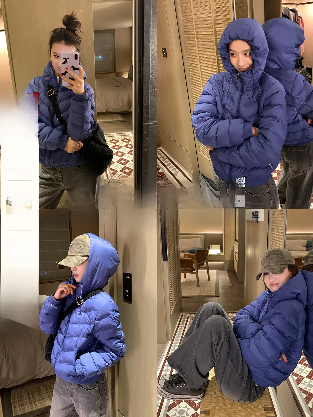 

Women's Casual Sle ort down Jaet 90% Du Feather Lightweight Thiened Bread Crust Design Warm Zipper Closure Coat