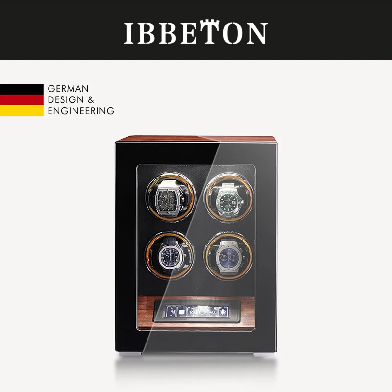 Fingerprint Unlock Automatic Watch Winder Top Luxury Brand Watch Safe Box with LCD Touch Screen Wood Watches Accessories Box