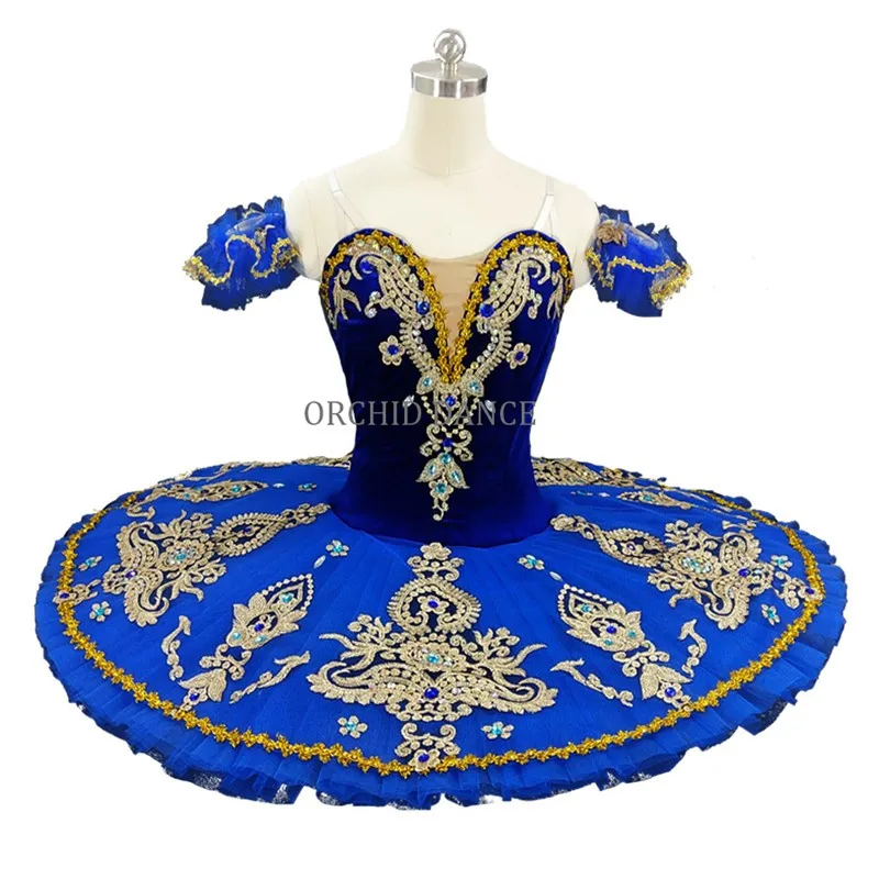 

Custom Size Women Adult Ballet Performance Wear Velvet Blue Professional Tutu