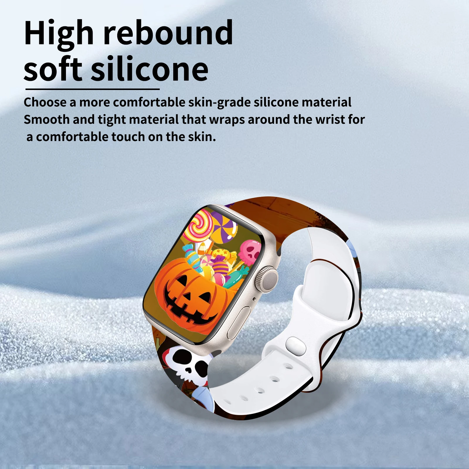 

Pumpkin Family series Band for Apple Watch 10 9 8 7 Silicone Strap Replaceable Bracelet Watchband for iWatch 46mm 44mm 42mm