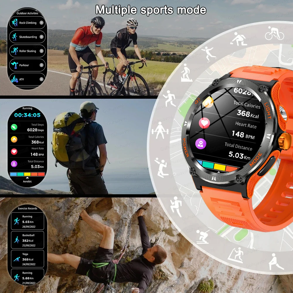 Imagem -05 - Esporte ao ar Livre Relógio Inteligente para Homens Gps Bússola de Fitness Lanterna Led Bt5.3 Chamada Smartver Huawei Xiaomi 3atm Novo 24