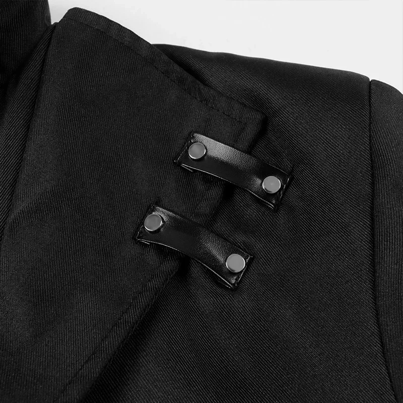 Men's Medieval Vintage Clothing Mid Length Punk Vintage Tuxedo Halloween Medieval Cosplay Stand Collar Jacket New Men's Dress