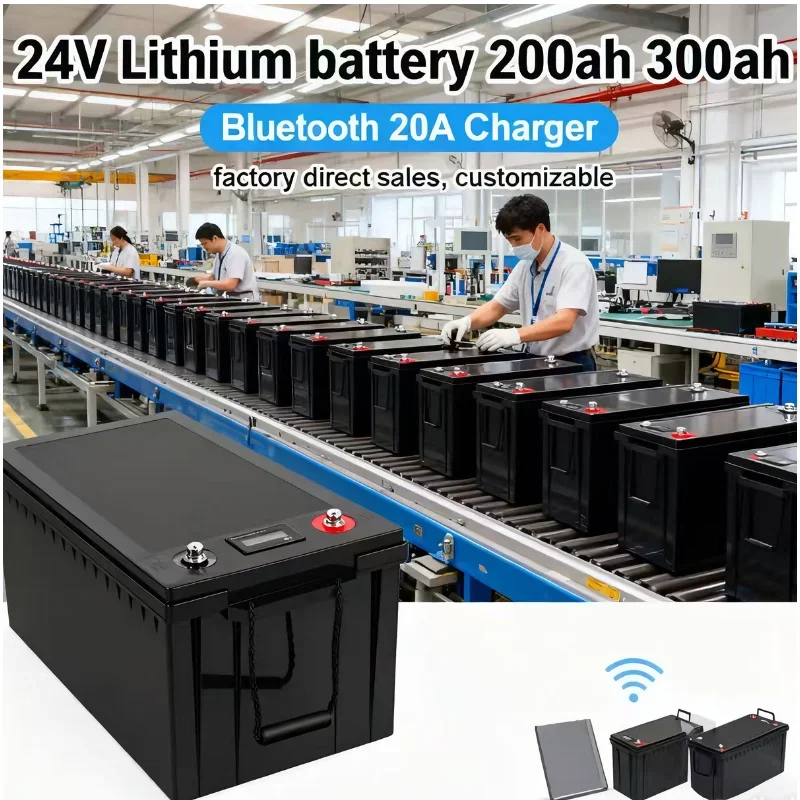 Forte Power 24V 200Ah 300Ah Lithium Battery 3.7V Li Ion Cell with 100A BMS for Solar Panels Inverter + Charger