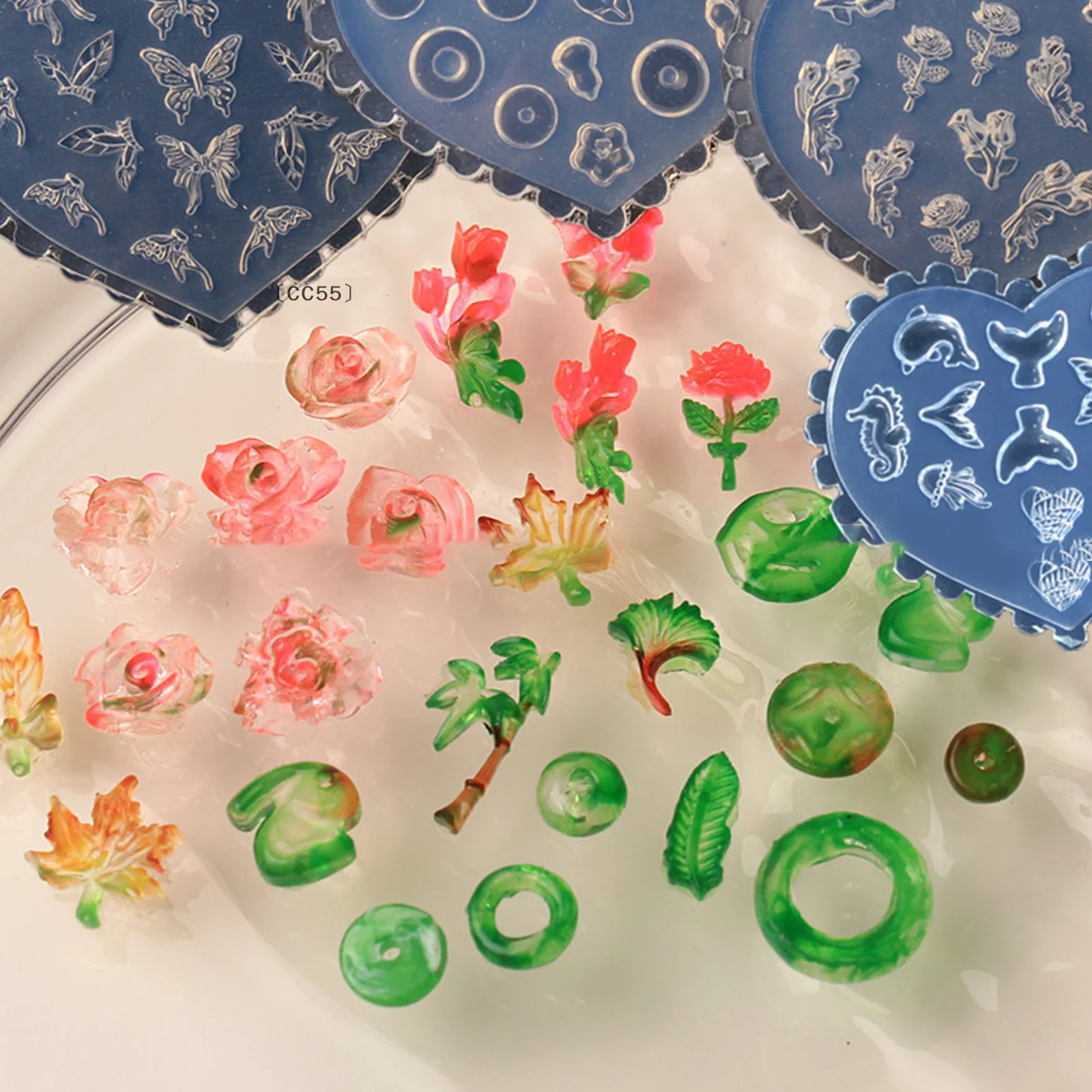 〔CC55〕Forma Silikonowa Serce Róża Kokarda Królik Motyl Forma do Paznokci Ozdoby do Paznokci DIY Design Płytka do Stemplowania Forma do Manicure