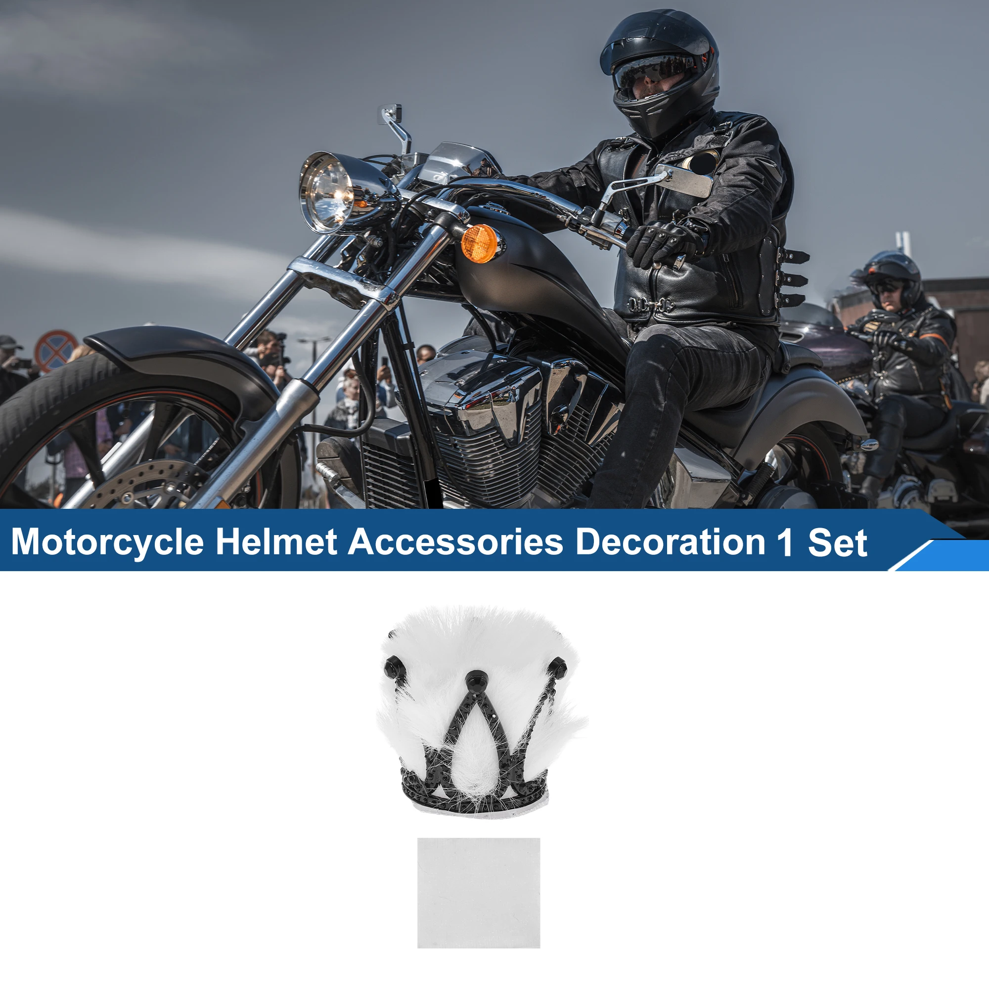 X Autohaux Motorcycle Helmet Accessories Decoration Plush Crown for Motorcycle Bicycle Skiing Helmets Plush Alloy Sticker 1 Set