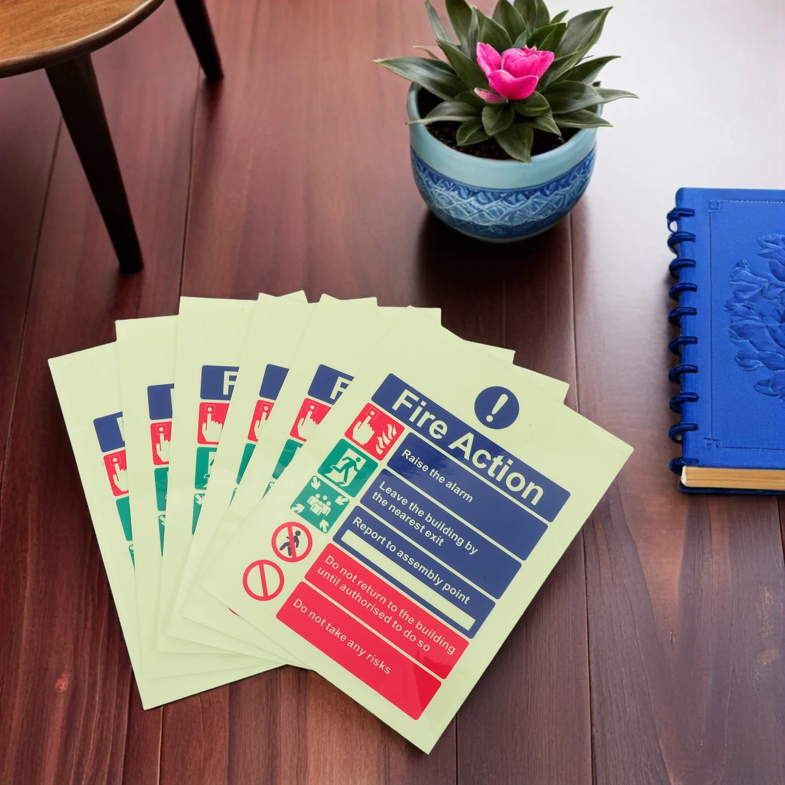 6 قطعة ملصق السلامة من الحرائق المضيء 15X20 سنتيمتر يتوهج في إجراء علامة الفينيل لمستشفى المدرسة في مكان العمل #6