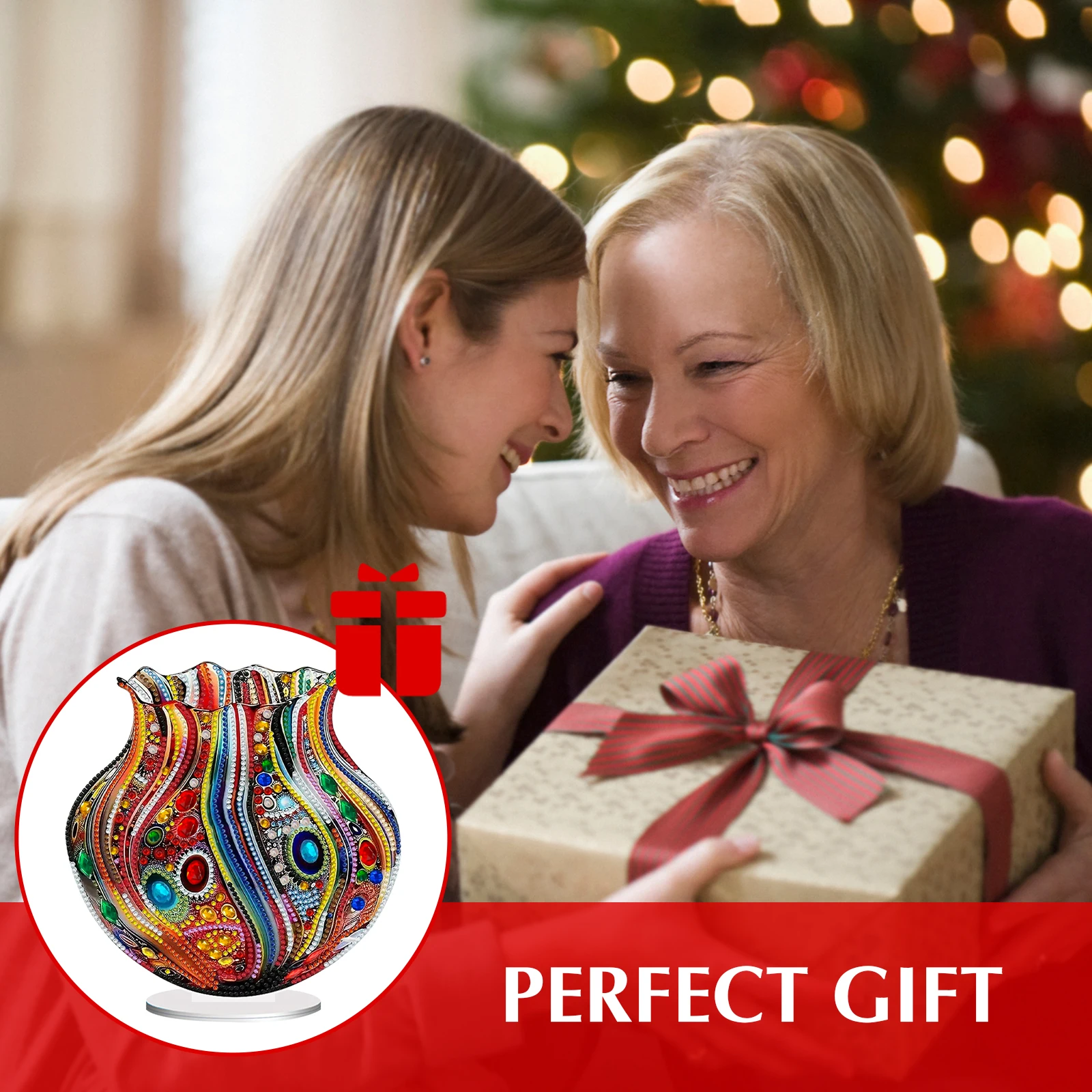 مزهرية رسم ماسية على شكل خاص من الأكريليك، مجموعة طلاء رائعة 5D DIY، مجموعة أدوات رسم بأحجار الراين الملونة للبالغين المبتدئين #2