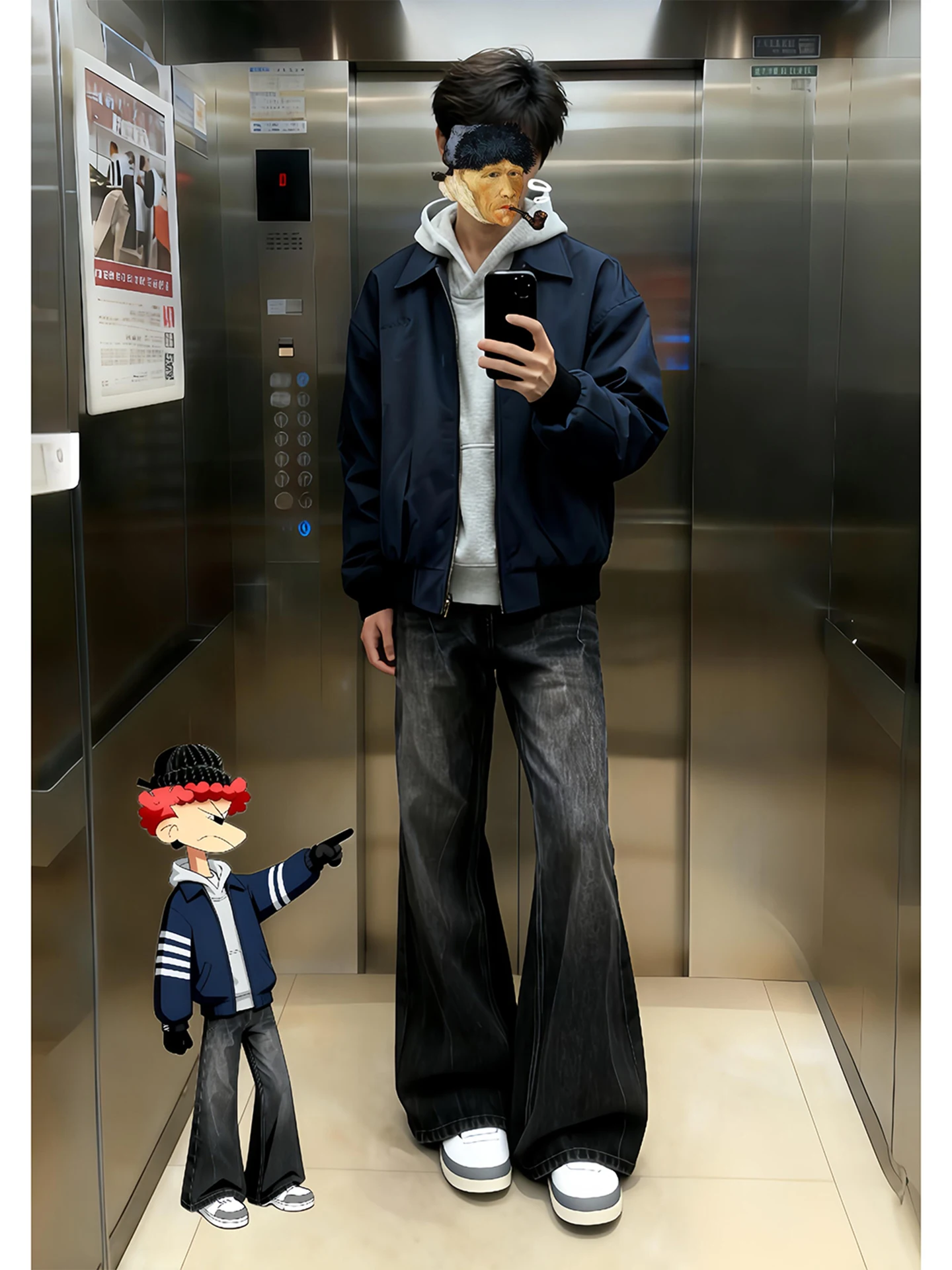 

Bla Lightning Pattern Knife Jeans Men's Autumn Winter American High Street Straight Leg CleanFit Slimming Pants