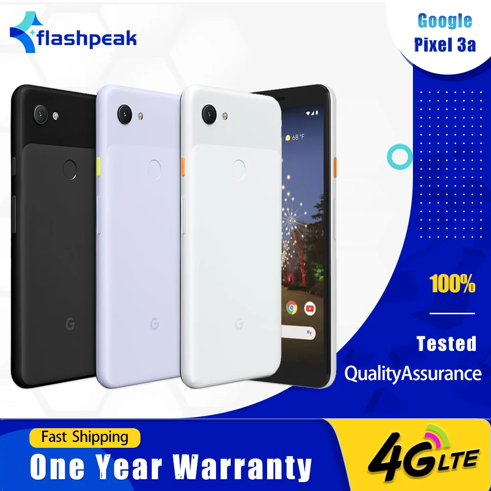 Original Google Pixel 3a 4G teléfono móvil NFC 4GB + 64GB huella digital 5,6 "OLED 12,2MP + 8MP 4K Snapdragon 670 octa-core SmartPhone