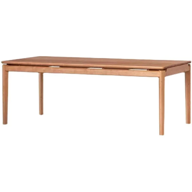 Pure solid wood dining table household modern simple light luxury rectangular desk walnut negotiation tea table Hiroshima chair