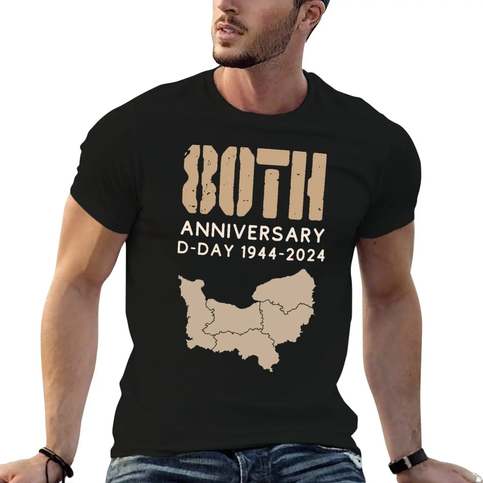 80th anniversary D-day, Normandie, June 6, 2024, 1944 - 2024 T-Shirt Simple Casual Short Sleeve Cotton T-Shirt