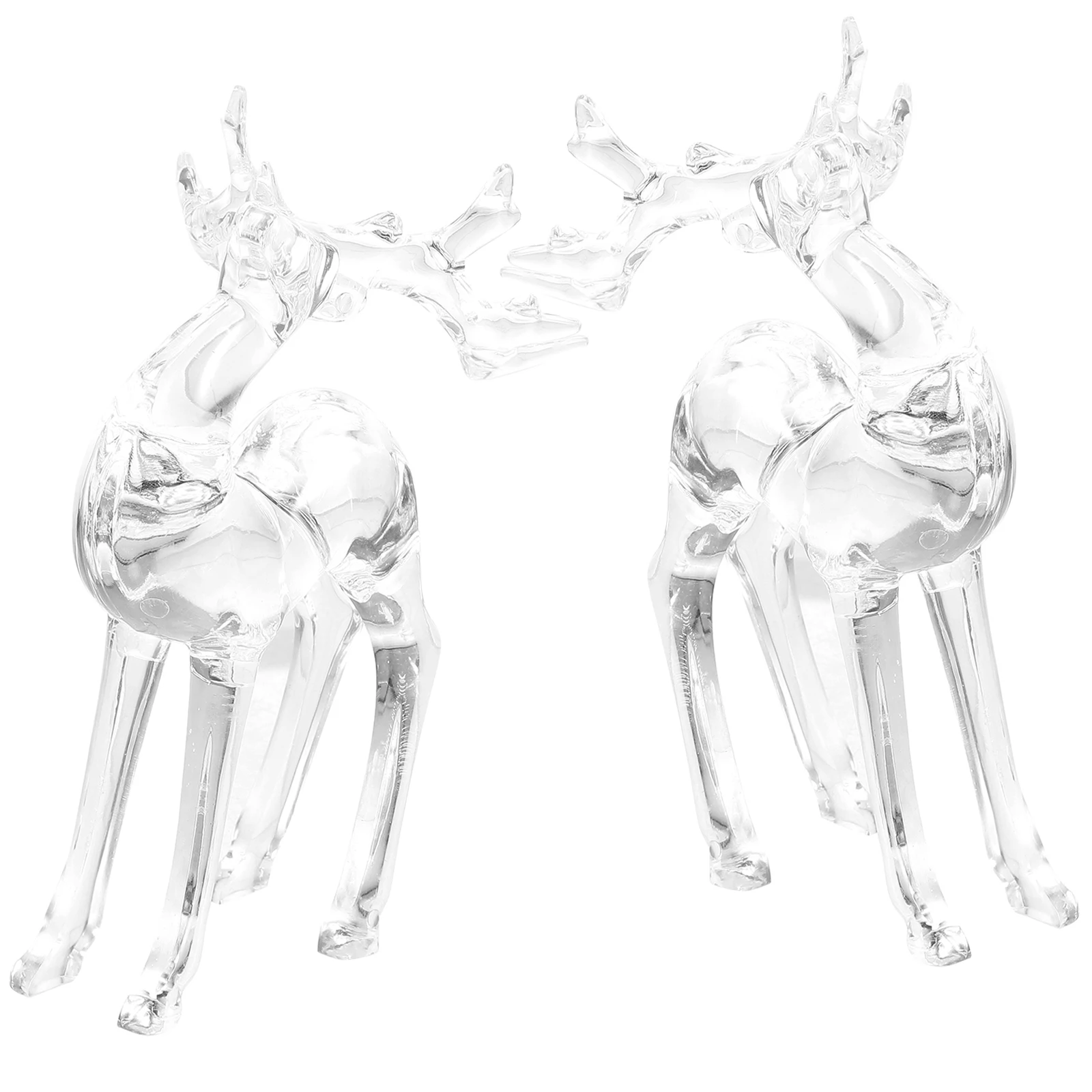 

2Pcs Christmas Reindeer Decor Plastic Elk Statues Desktop Holiday Deer Decorations Tabletop Window Display Christmas Decor