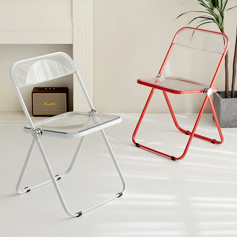 Plastic Nordic Dining Chair Folding Kitchen Transparent Fishing Dining Chair Camping Cafe Silla Plegable Furniture for Home