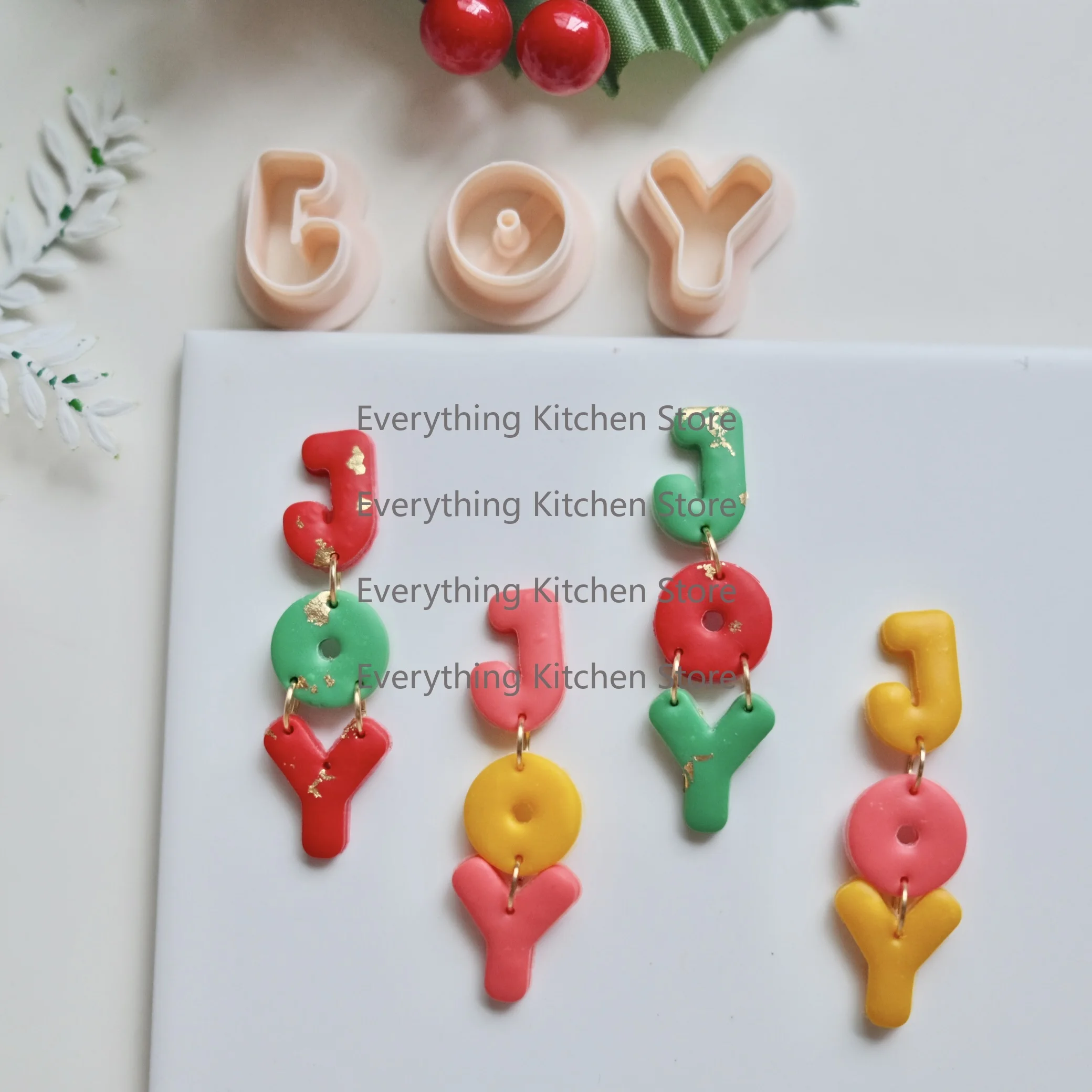 

3 шт., рождественские фрезы из полимерной глины с буквами JOY для изготовления подвесок и ювелирных изделий, глиняные формы с буквами Joy Phrase для изготовления ювелирных изделий