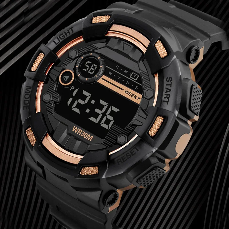 Sport Casual LED Watches Men Women Digital Watch Waterproof Multi-Functional Rubber Fitness Military Digital Wristwatches Clock