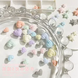 20pcs Plaid Resin Love Pentacle Nail Charms Flat Colored Kids Nail Art Accessories DIY Manicure Design Decoration Supplies Parts