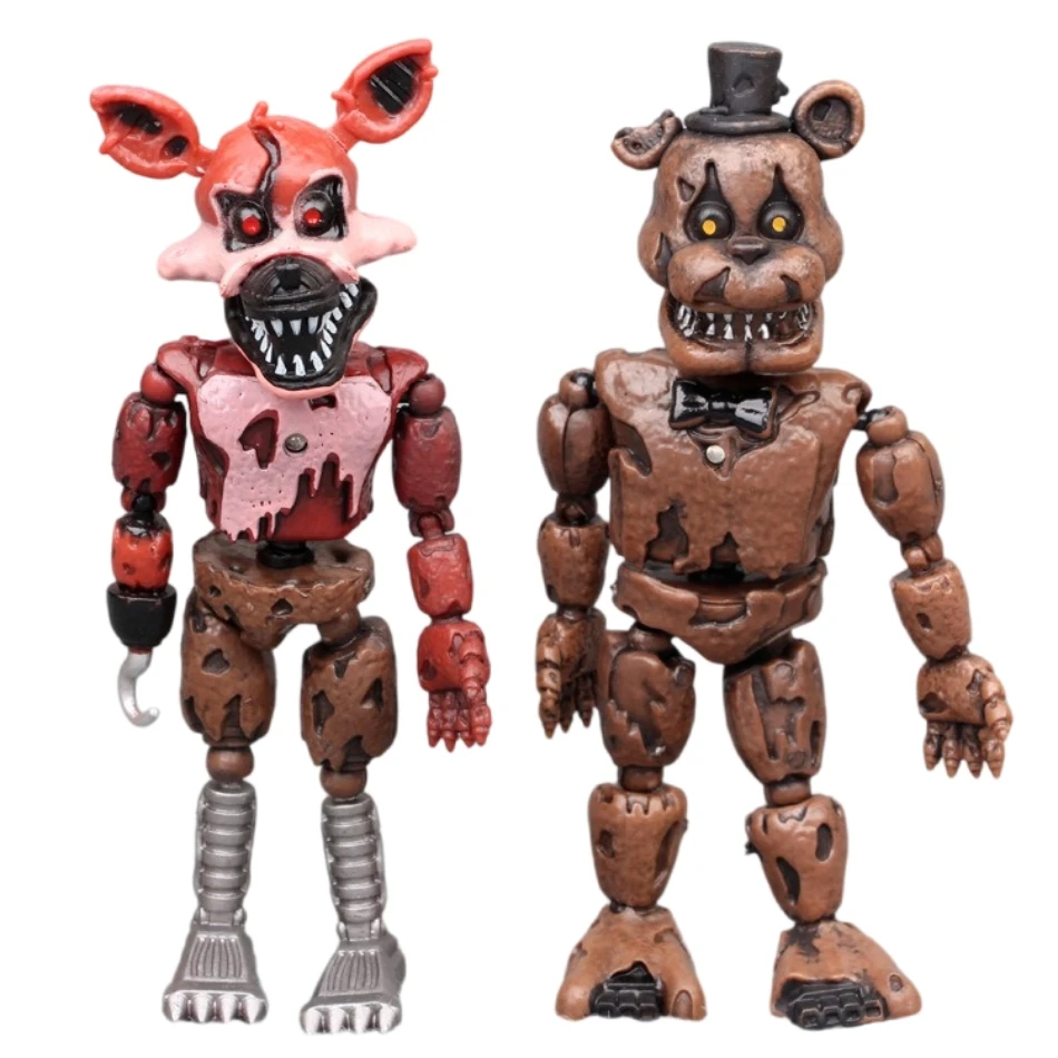 14CM FNAF Figuren Nightmare Freddy Bonnie Foxy Chica Actionfigur Bewegliche Blacklight Freddy Frostbe PVC-Modell Sammlerspielzeug