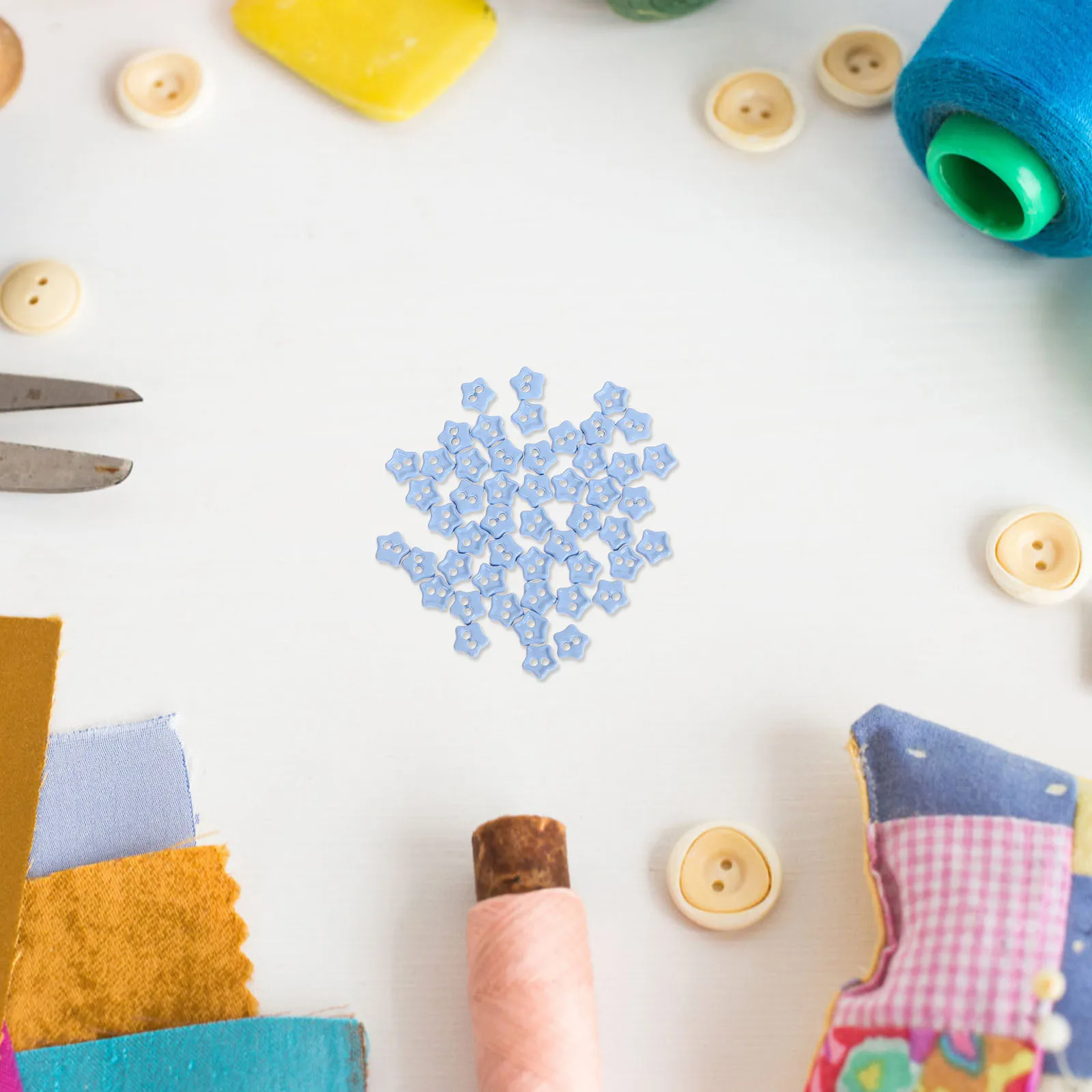 

50Pcs Miniature Star Buttons 4Mm Metal Two-Hole Design for DIY Craft Projects Sewing Accessories Sky-Blue Tiny Art Decorations