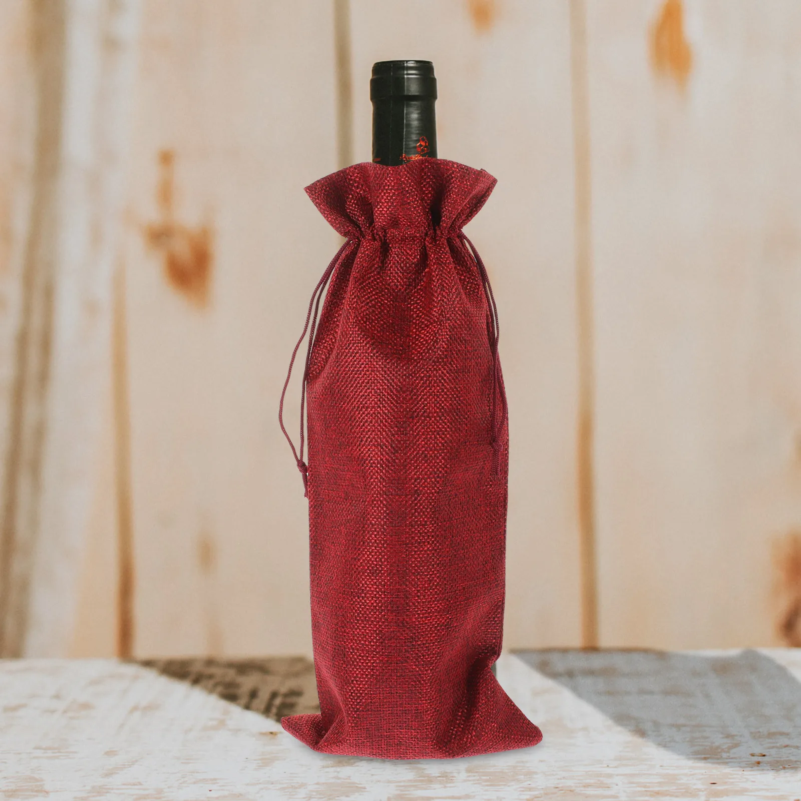 

5Pcs Wine Pouch Burlap Drawstring Reusable Wedding Birthday Festival Tasting Gift Bag Simple Smooth Bright Appearance