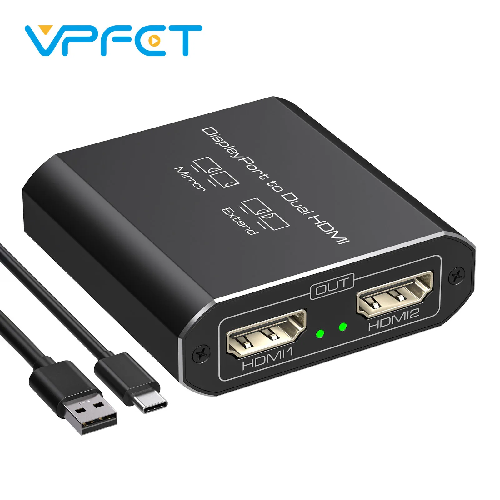

Displayport to Dual DP HDMI Splitter 4K@60Hz 4K@120Hz 1 in 2 Out Extended Display for Windows Vista Linux Unix Systems VPFET