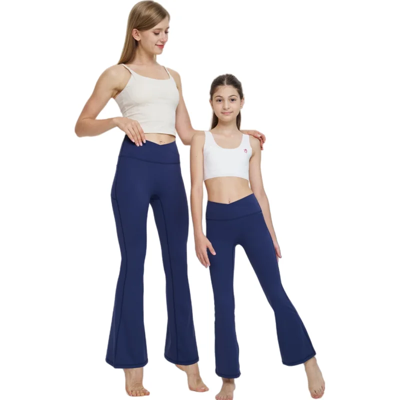 Girls Leggings Cross High Waist Girls Leggings Bootcut Dance Casual Pants Activewear Solid Full Length Kids Bell Bottoms