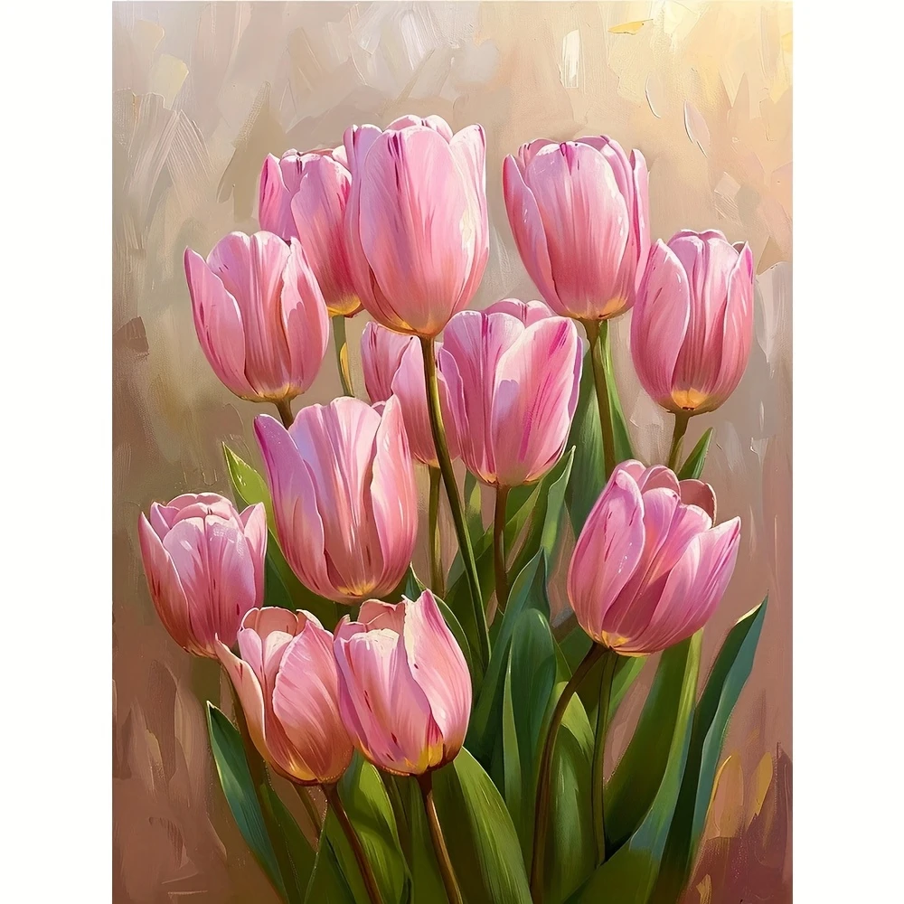 

Flowers Pink Tulips 500/1000/1200/2000 PCS Jigsaw Puzzles Family Activity Games for Gameroom Bedroom Gifts Home Decor