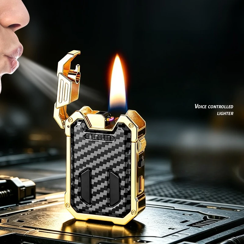 

Smart Voice-Controlled Lighter,Mecha Style Carbon Fiber Lighter with Pop-Up Lid,Oil-Electric Hybrid Lighter,Luxury Gift for Men