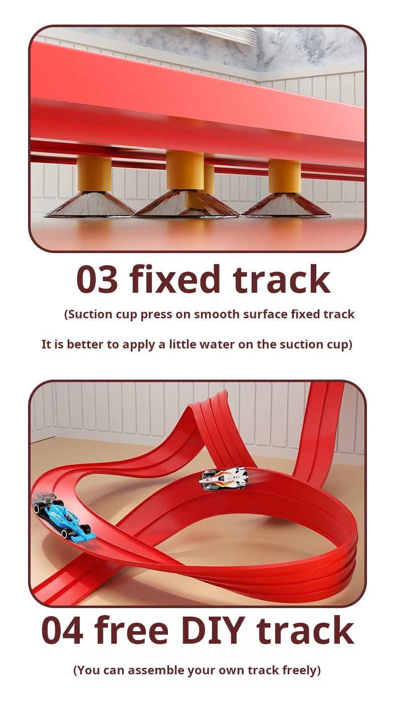 Flexible Rennstrecke Kinderspielzeug DIY Doppelspur Rennwagen Rampe Kompatibel 1/64 Autos Tragbarer Rolls Up Boy Weihnachtsgeschenk – Detail 8