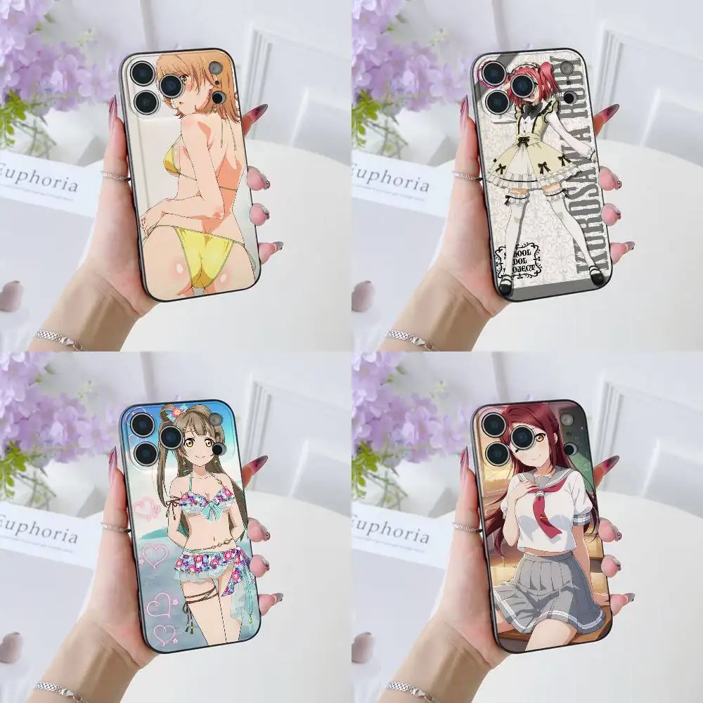 L-Love Live School Idol Anime Handyhülle für IPhone 17 16 15 14 13 12 11 Pro Max Plus Air Mini Schwarz Silikon Weich