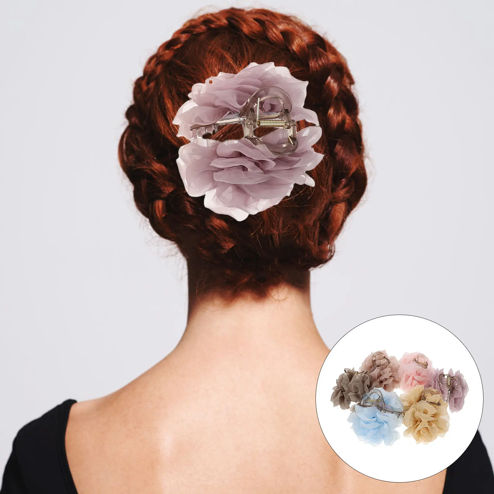 

6 шт. цветочных заколок для волос для женщин, легкие, разноцветные, для хвоста и пучка, с искусственными цветами