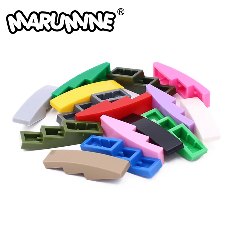 Marumine MOC أجزاء الطوب 4x1 المنحدر منحني 50 قطعة مجموعات السائبة بناء كتلة الجسيمات الملحقات متوافق مع 61678 11153