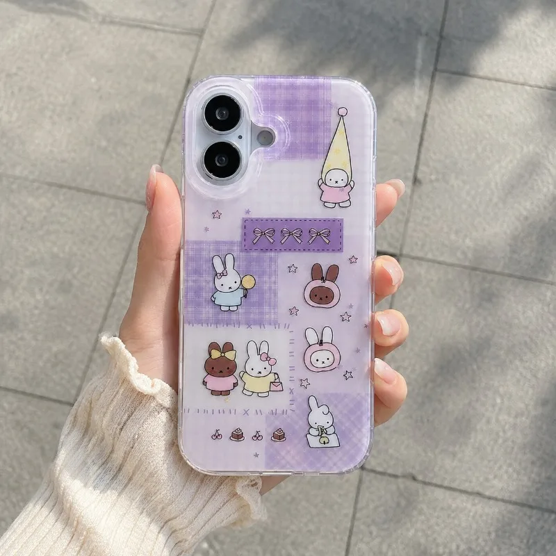 Kawaii Miffy Jelly Phone Case for IPhone 17 16 14 13 12 11 Pro Purple Character Design Protective Back Cover Mobile Phone Shell view 6