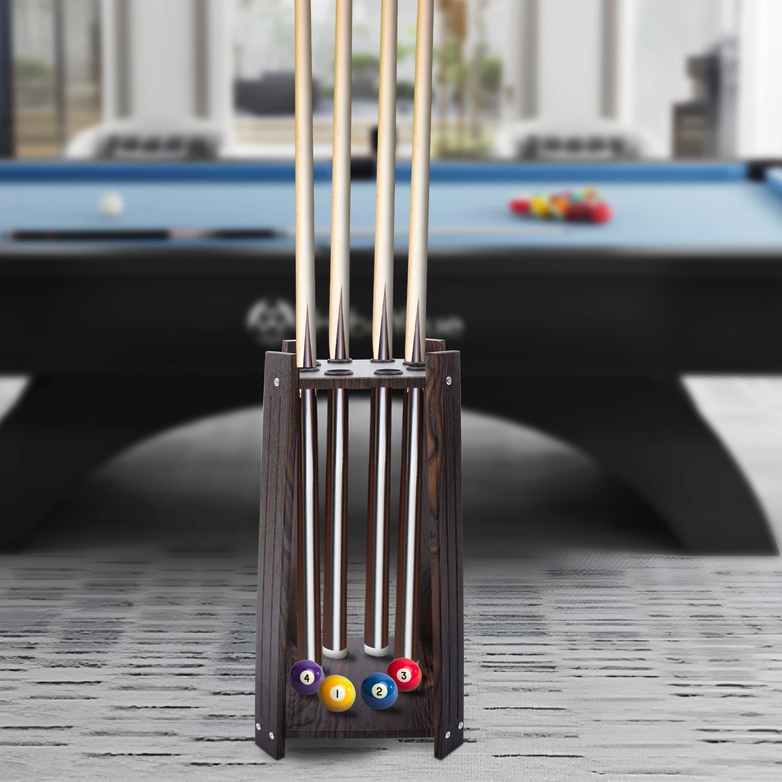 

8-Hole Billiard Cue Rack Wood Multifunctional Pool Stick Stand Holder Cue Holder for Fishing Rod Golf Club