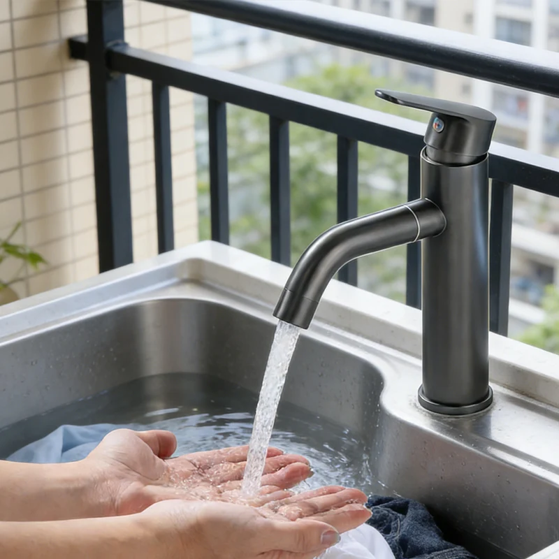 

1pcs 304 Stainless Steel Basin Faucet Basin Sink Universal Rotating Splash Proof Water-saving Faucet Household Bathroom Faucet