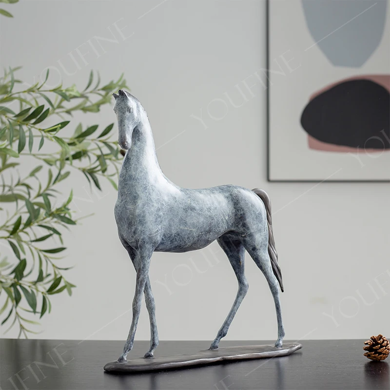 Bronze Horse Statue Modern Art Bronze Horse Sculpture Animal Figurine Crafts For Home Office Decor Ornament Luxurious Gifts