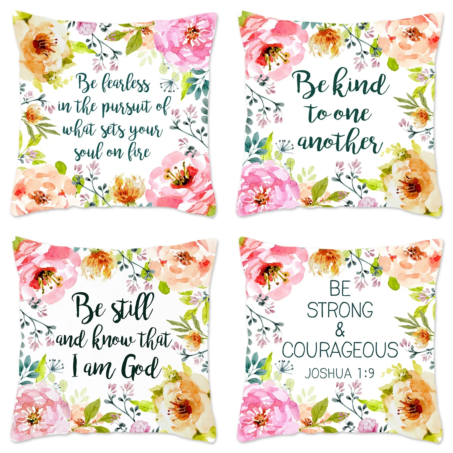 Bible Letter Flowers Pillow Case Home Decoration Polyester Cushion Cover for Sofa Car Pillow Cover Scripture Christian