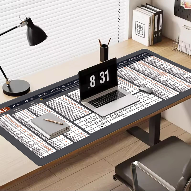 لوحة جلدية CAD Office Shortcuts لوحة ماوس كبيرة بحافة قفل ممتدة للوحة مفاتيح الكمبيوتر AutoCAD غير قابلة للانزلاق XXL Mousepad Gaming