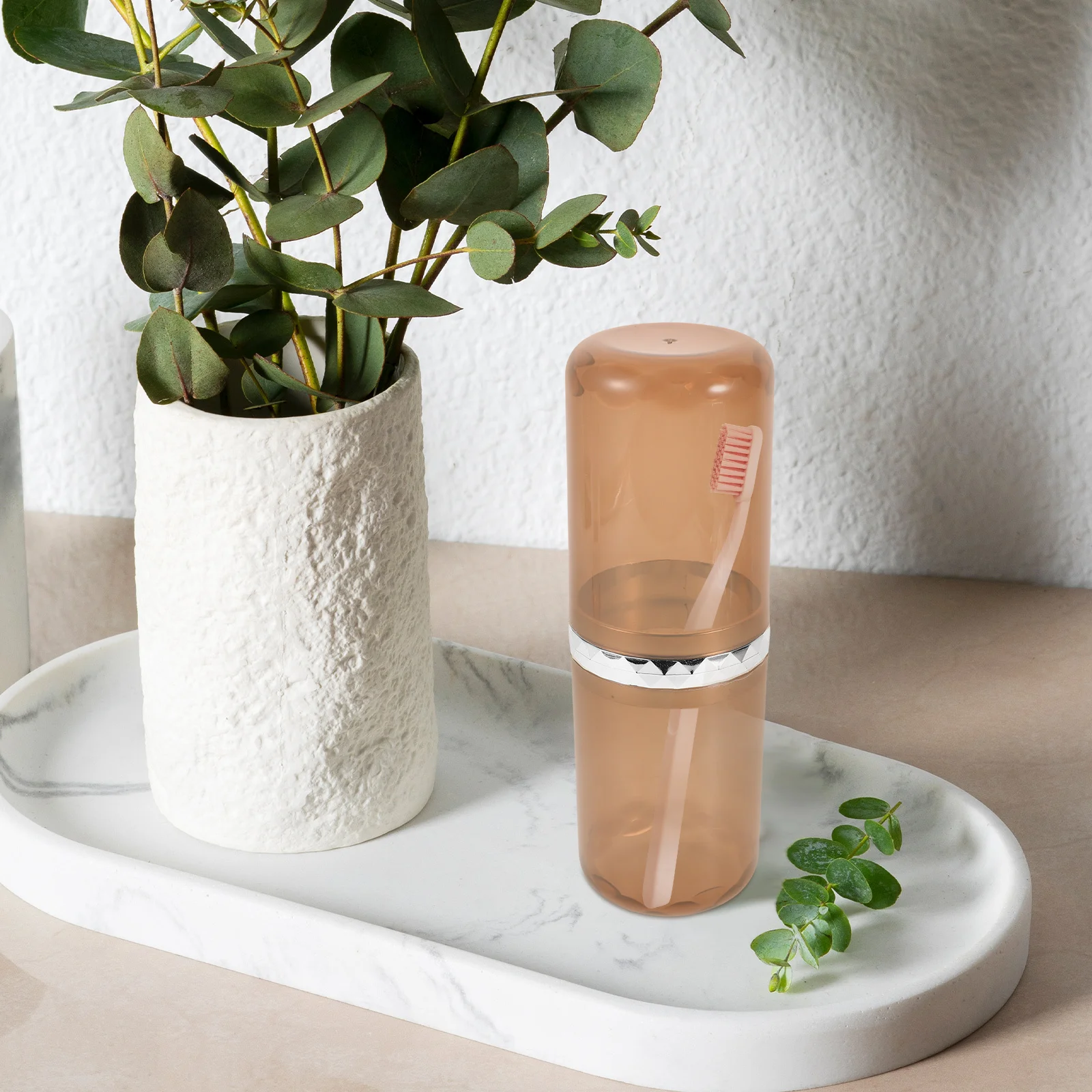 

Portable Travel Toothbrush Cup Large Clear Toothbrush Holder Compact Design Rinse Cup for Camping School Bathroom Travel