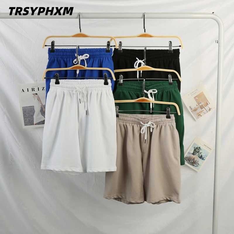 

TRSYPHXM 2024 Summer New Loose Trendy Brand Solid Color Shorts for Men's Sports Trips Beach Pants Trendy Casual