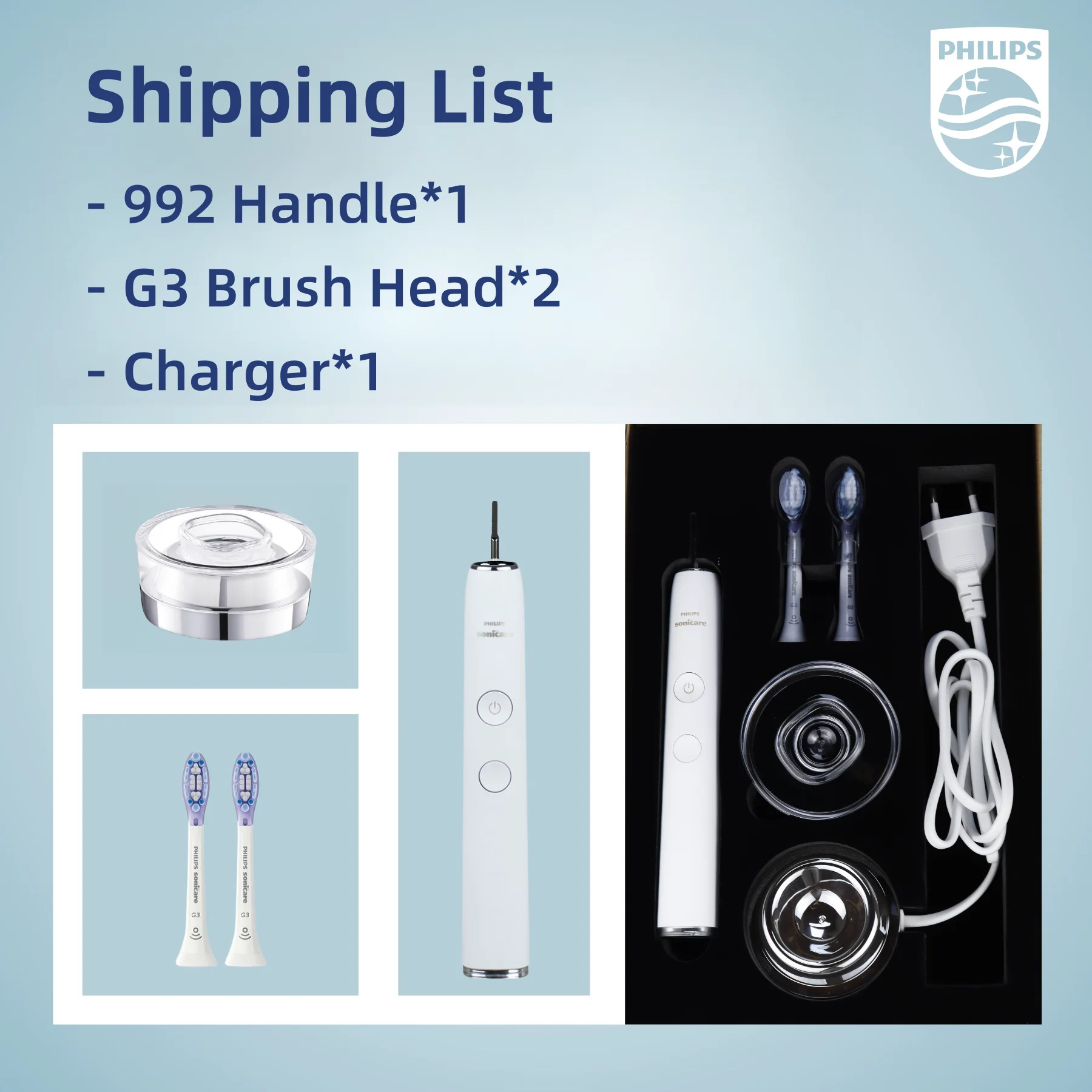 Philips Sonicare DiamondClean Electric Toothbrush 992 Handle, HX9903, with No Original Package, for Adult