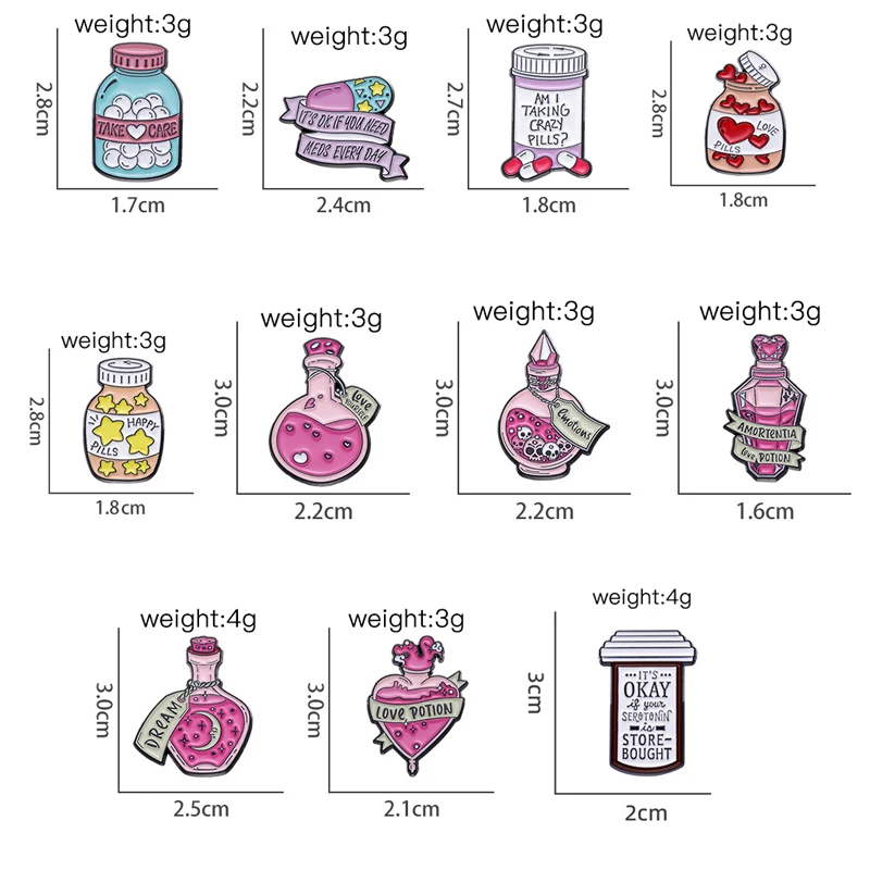 Creative Trendy Cartoon Magic Bottle Oil Drop Lapel Brooch Badge Pin Denim Bag Gift Men Women Fashion Jewelry Accessories