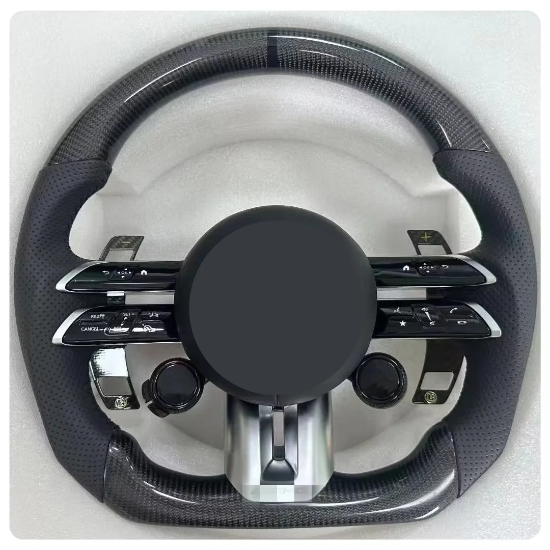

Carbon Fiber Steering Wheel for Mercedes Benz A35 A45 C63 C43 E53 E63 G63 G500 G55 AMG GT S63 GLE63 GLA45 W223 Steering Wheel