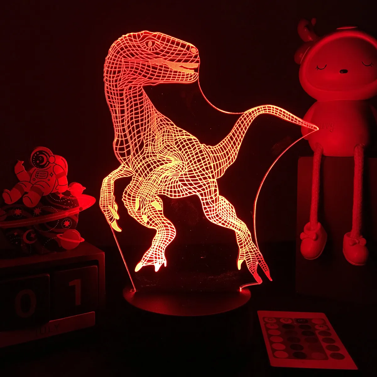 3D LED Dinosaur Nightlight For Kids Child Bedroom Decor Birthday Gifts Bedside Lamp Spinosaurus Figure Room Decoration