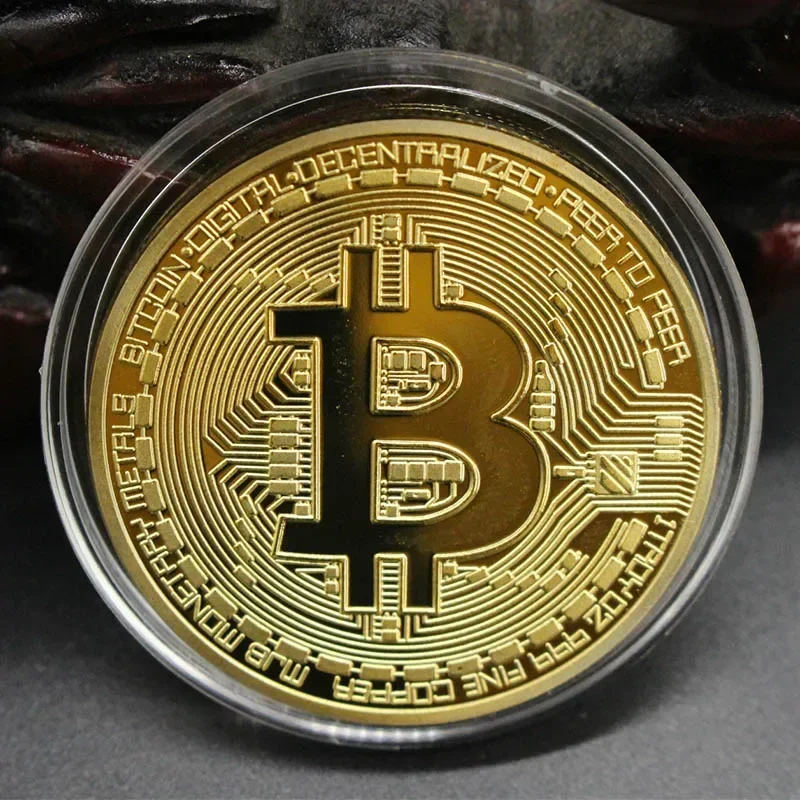 Gold Bit BTC Metal Antique ImitationPlated Bitcoin Coin Collectible Art Collection Gift Physical Commemorative