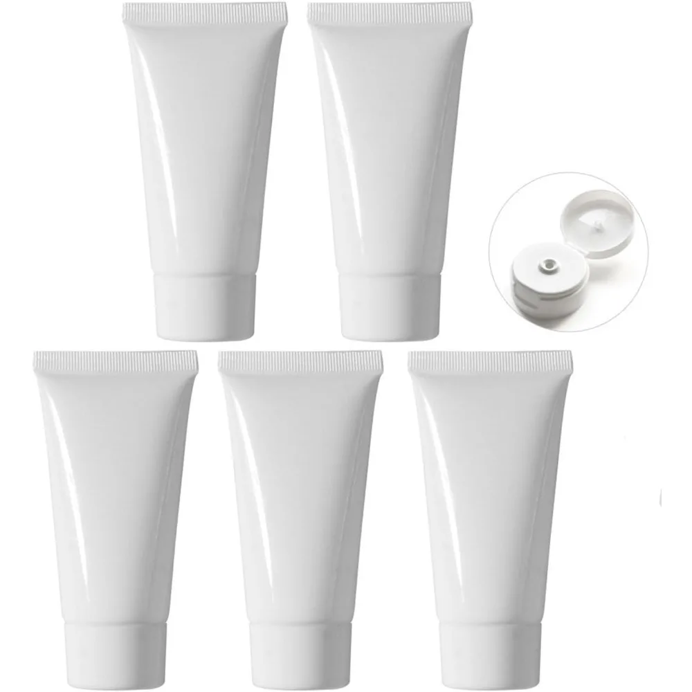 

5pcs Empty Refillable White Tubes Sample Containers for Liquid Foundation for Travel and DIY Projects, Lip Gloss, Balm,Cosmetics