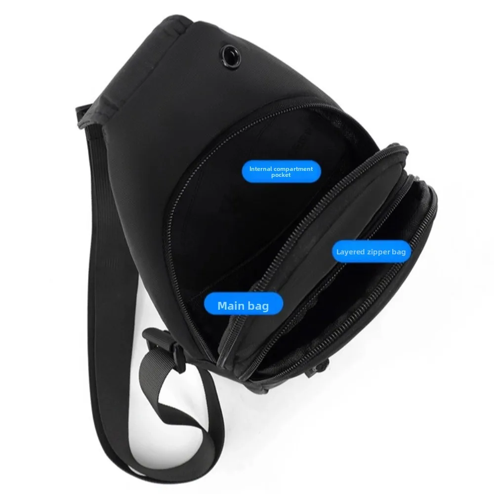 مقاوم للماء الرجال حقيبة كروسبودي سعة كبيرة مع سماعة جاك تشغيل حقيبة الهاتف أكسفورد القماش حقيبة ساعي الرجال حقيبة صدر للرجال #3