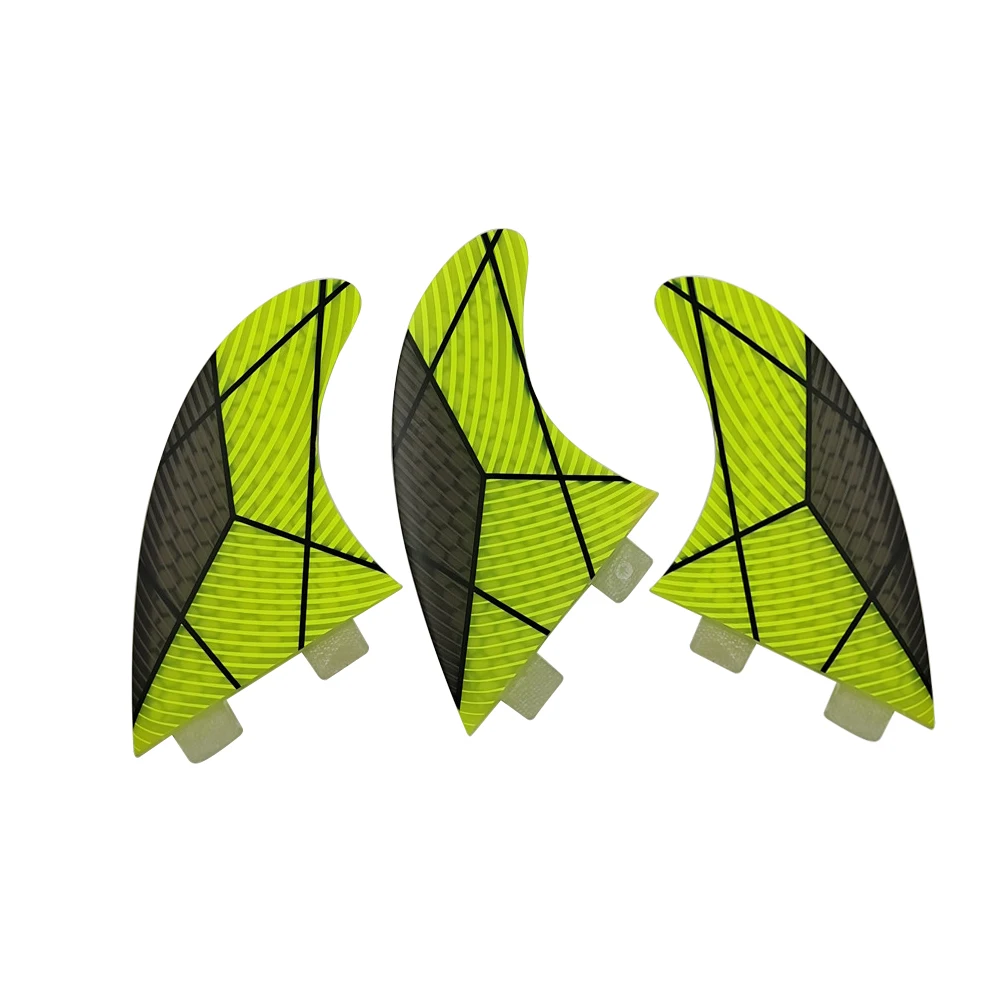 

Surfboard Double Tabs M Fin Yellow Color Wake Board Honeycomb Fiberglass Fin 3 pcs/set SUP Accessories