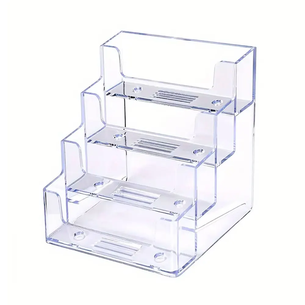 Image of Desktop-Visitenkartenständer, 4-Fächer Transparenter Acryl-Visitenkartenhalter - Fasst 240 Karten.